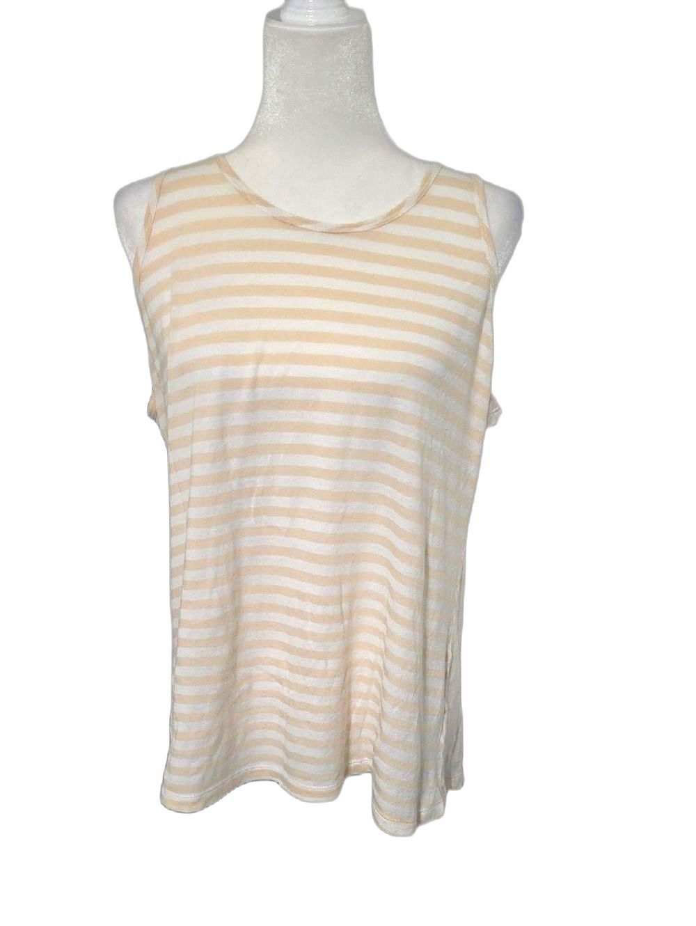 CAbi Cream & White Striped Sleeveless Tank